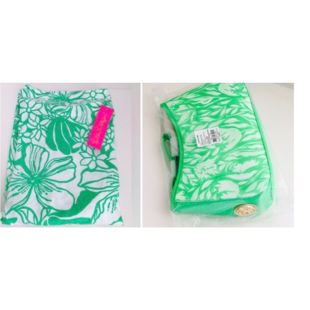 Lilly Pulitzer Lidiya Dress And Tamara Shoulder Bag-Green White Tulips NWT Inpac - Picture 2 of 13